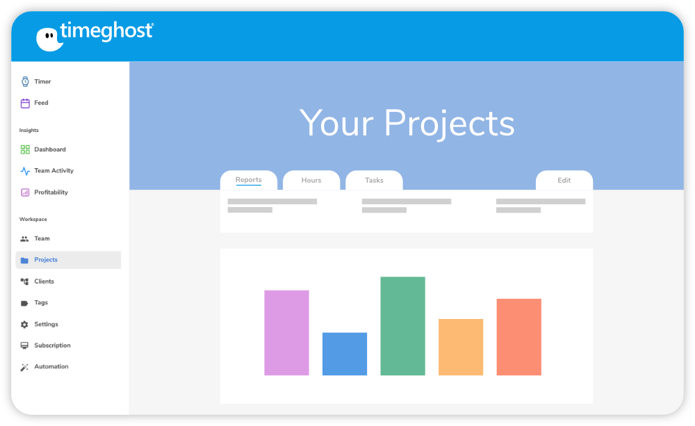 Projektberichte in timeghost