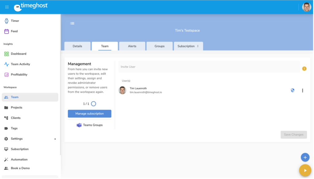 Importing Microsoft Teams Groups in timeghost