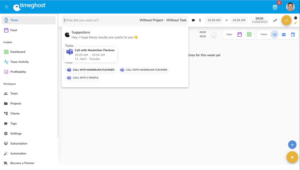 zeiterfassungstool in microsoft teams