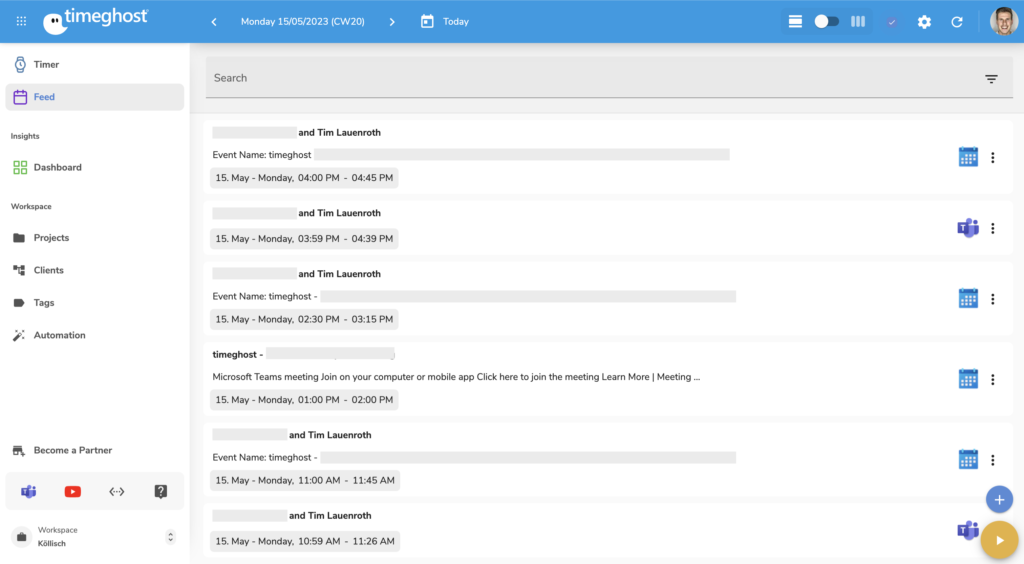 timeghost Feed für IT-Manager